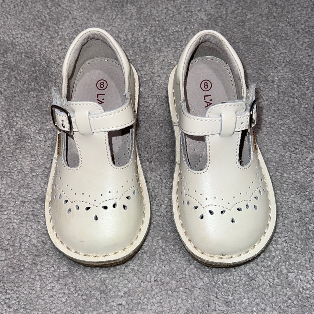 L’Amour Pearl White Ruthie T strap Mary Jane Shoes